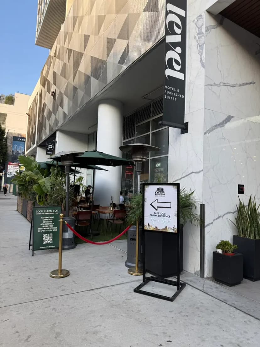 Rooftop Cinema Club entrance sign