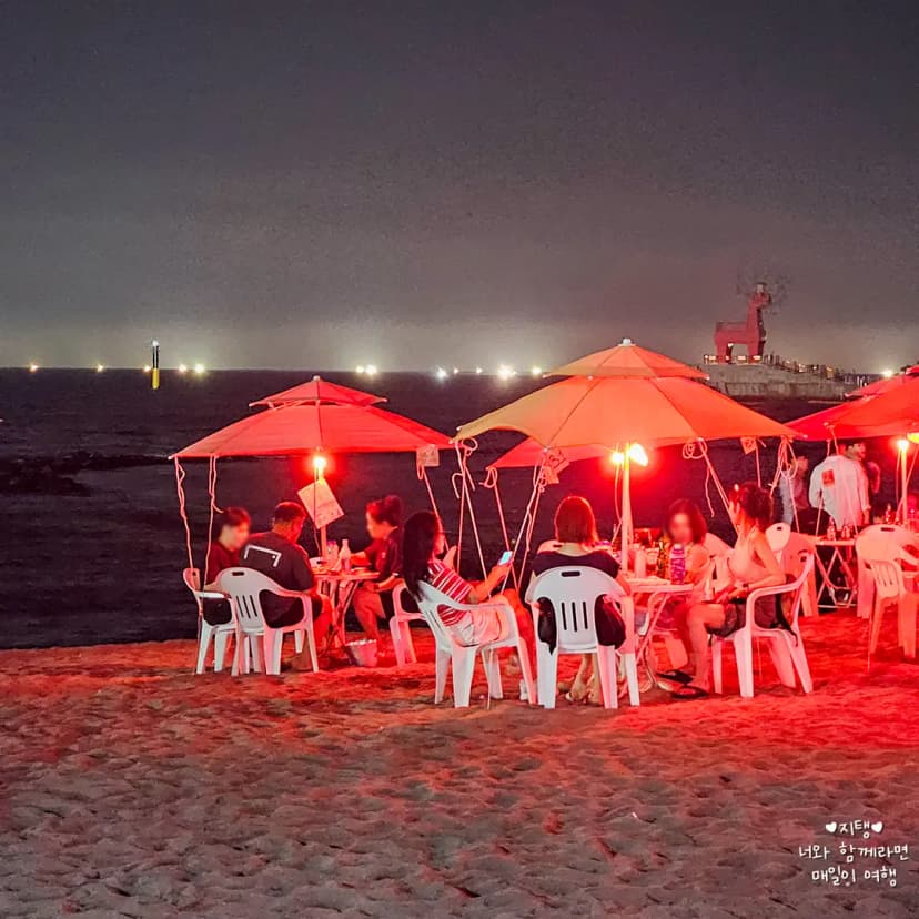 Jeju beach pocha setup
