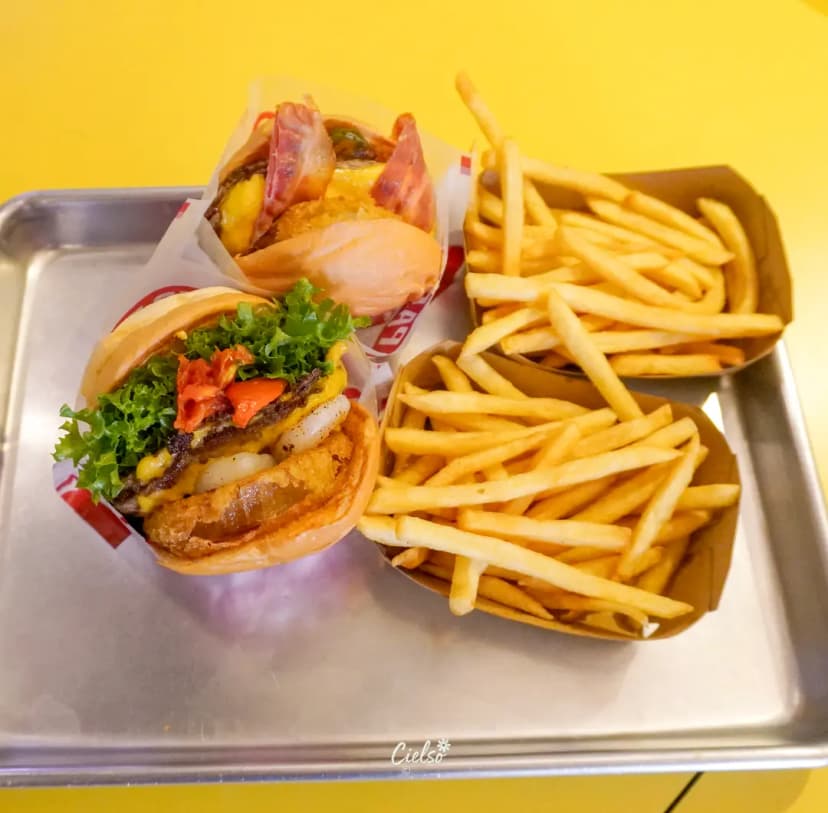 Juicy smash burger close up at Burger Park