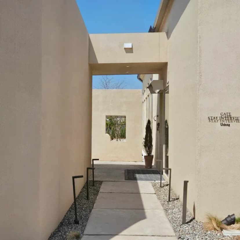 Beige exterior of the cafe