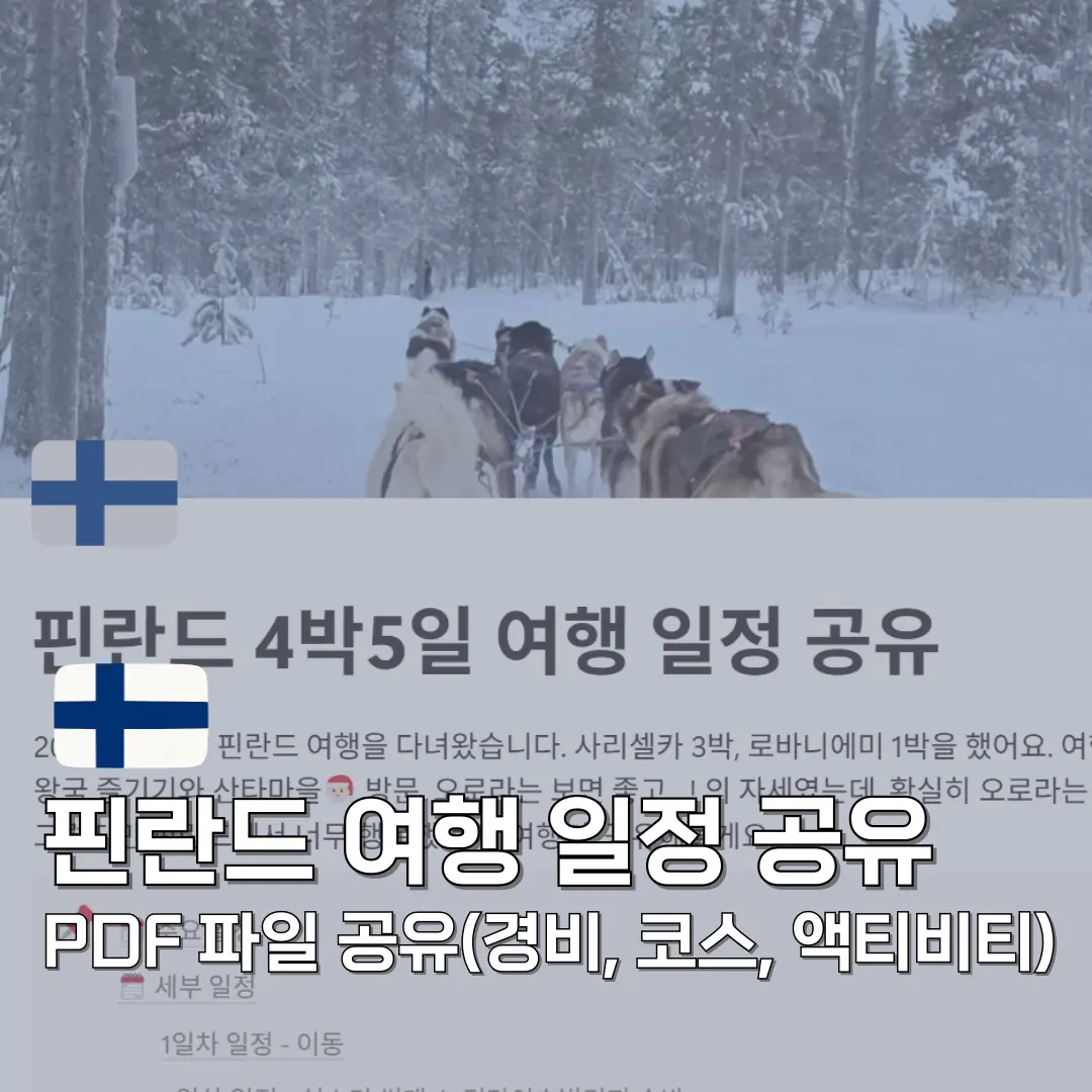 핀란드 여행 4박5일 코스 일정 경비 PDF 공유(사리셀카, 로바니에미)