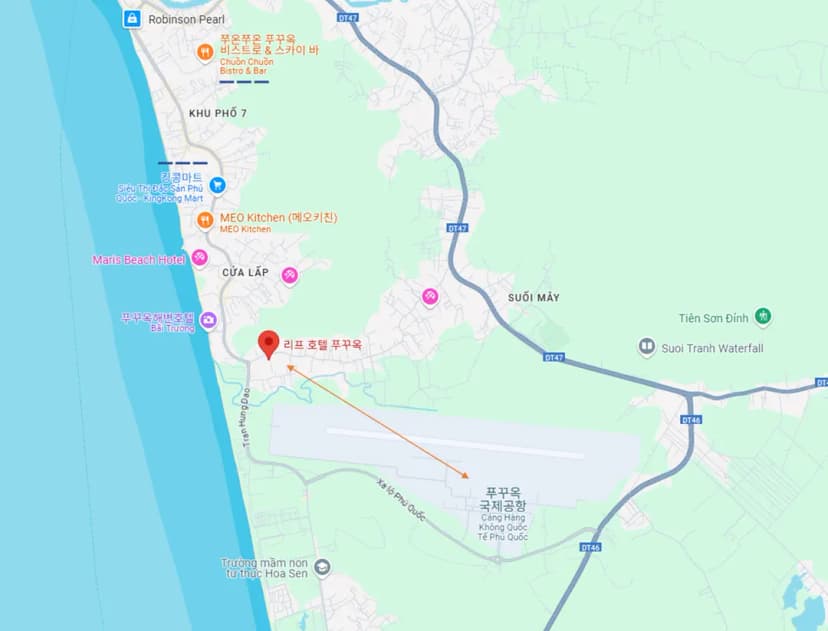 フーコック空港周辺の地図