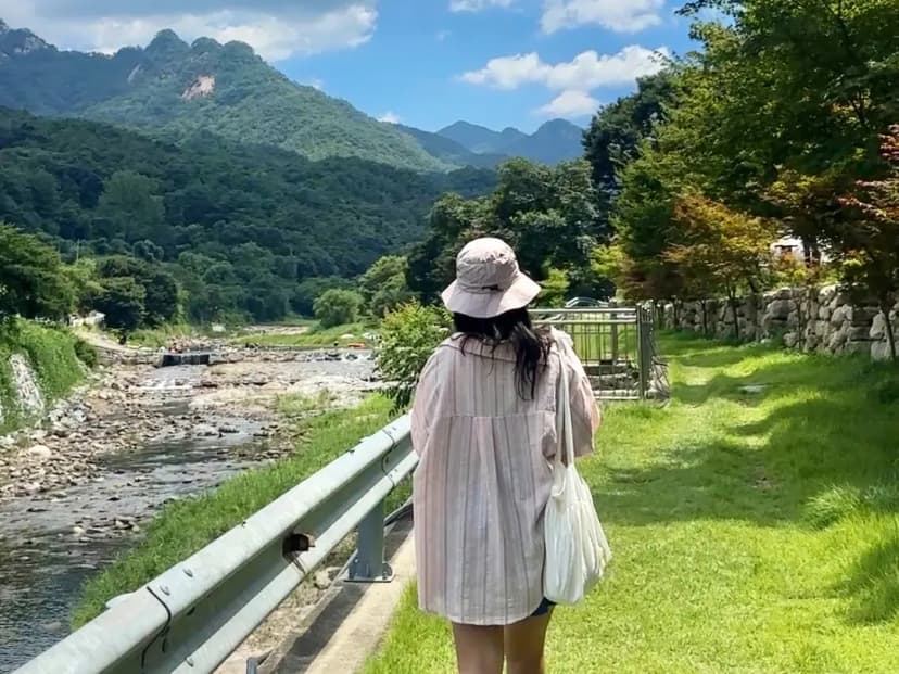 Clear water flowing over rocks at Songgye Valley