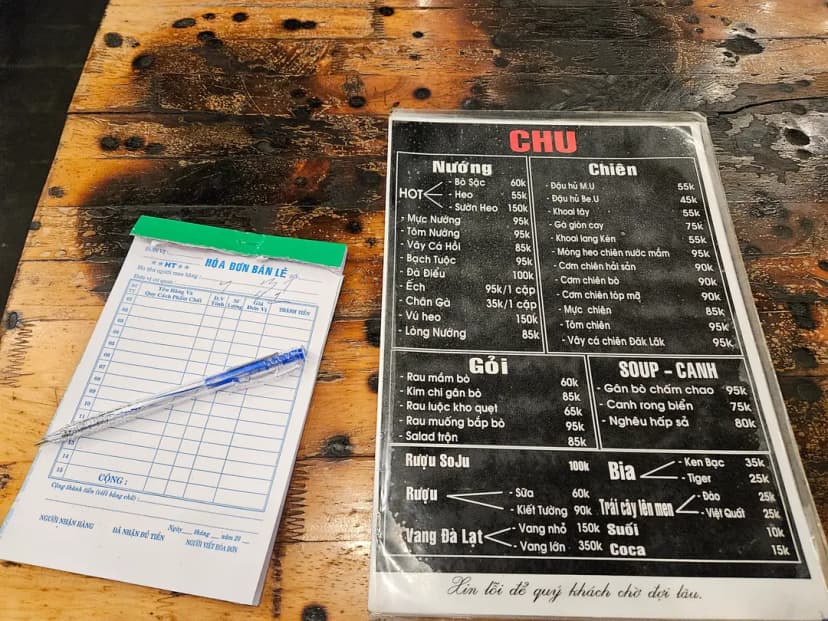 Chu BBQ Menu Paper