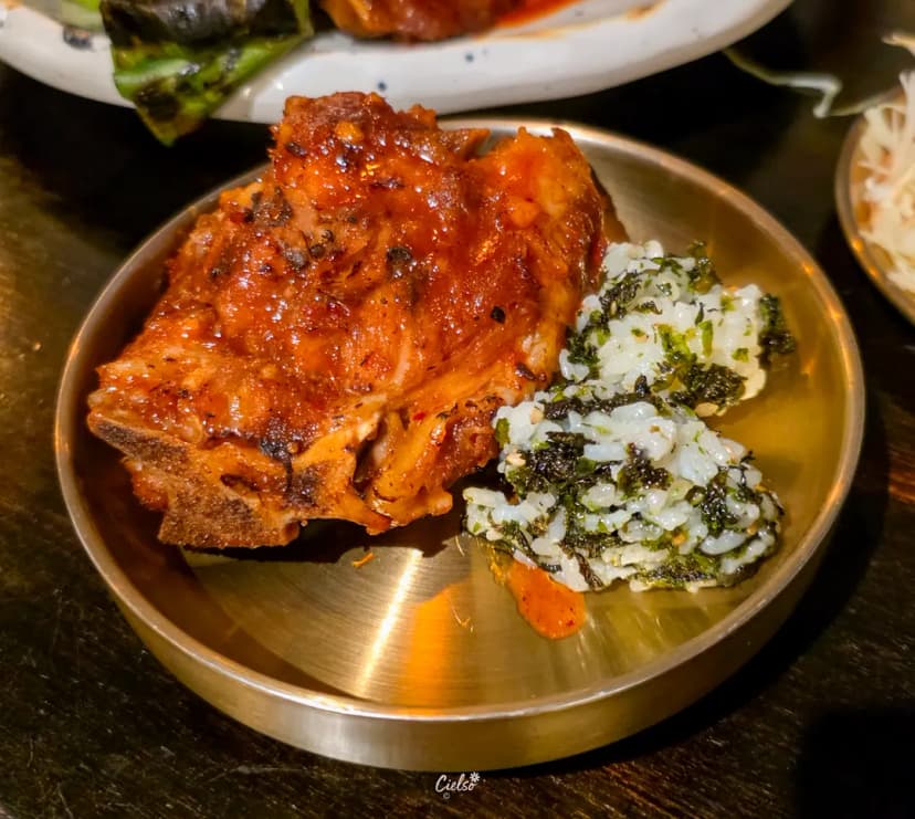 Smoky grilled pork ribs at Eulji Baektan
