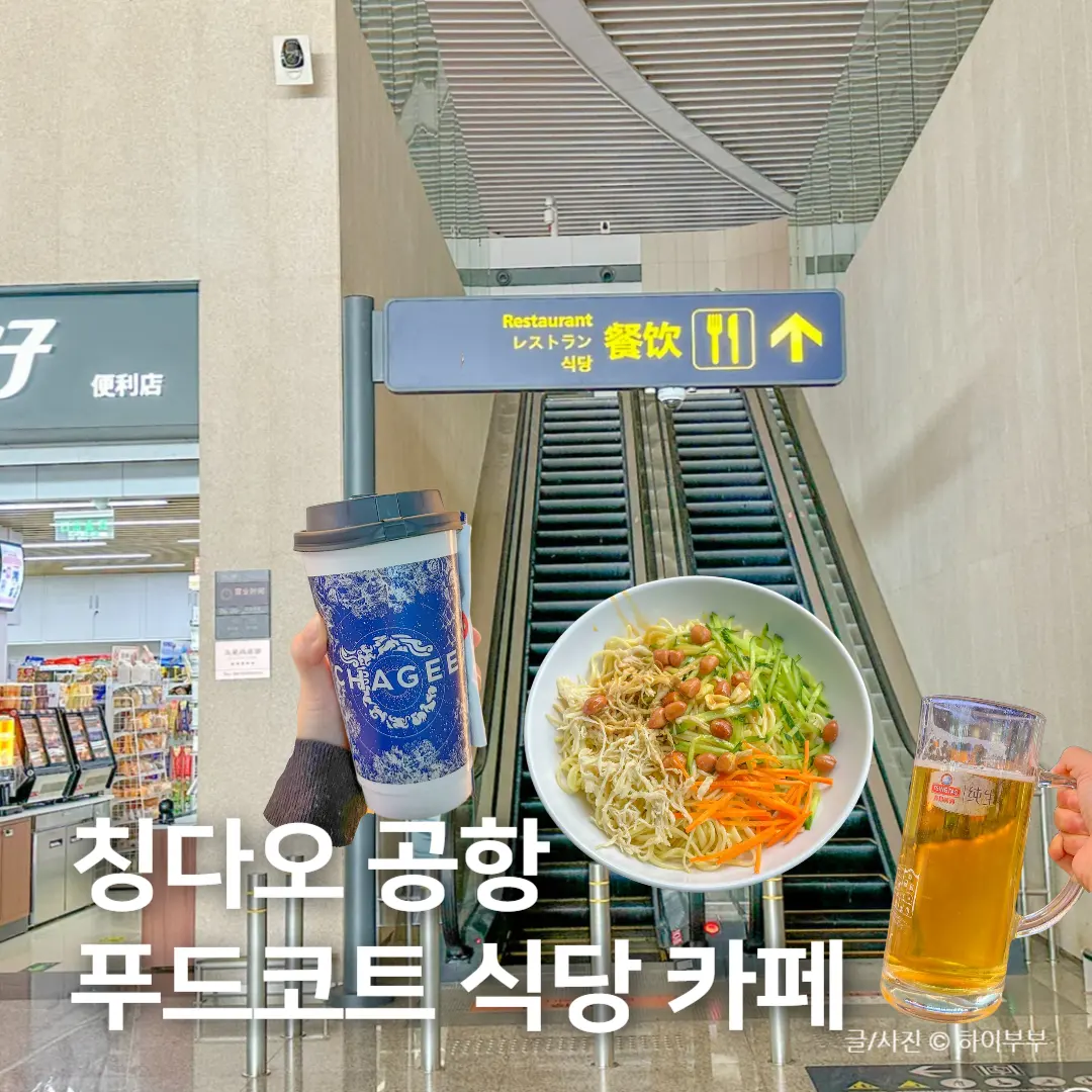 중국 칭다오 여행 공항 식당 종류, 맛집 및 음료 카페 패왕차희 차지