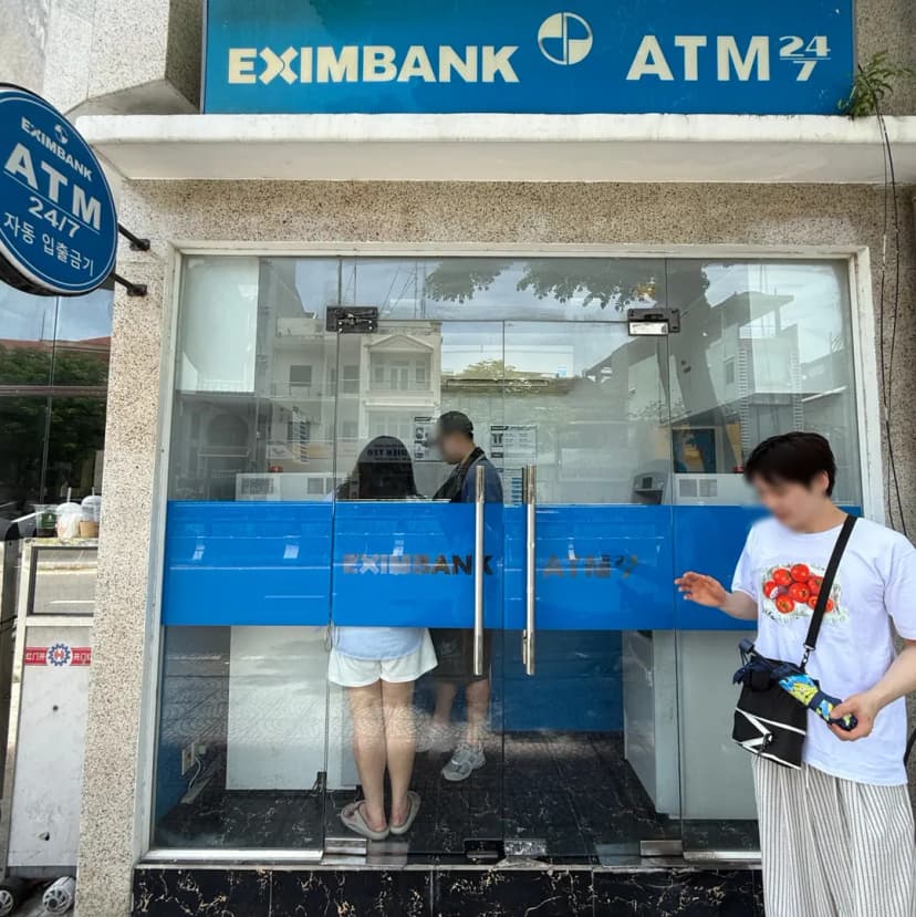 Inside the Eximbank ATM booth with two machines