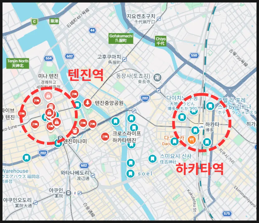 후쿠오카 숙소 위치 추천